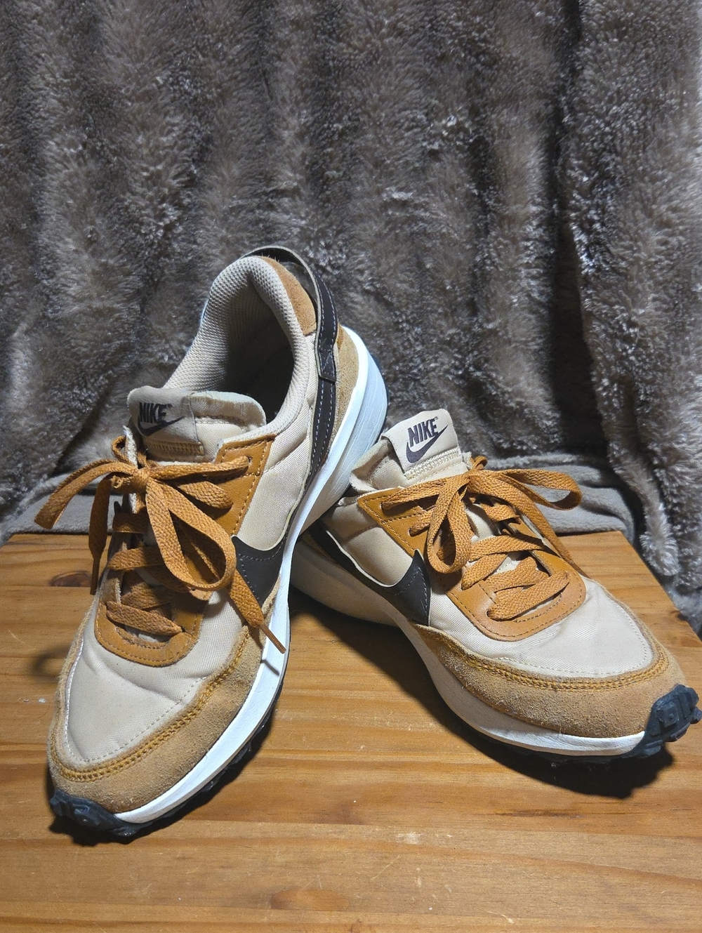 Nike Beige and Brown Retro Runner Sneakers